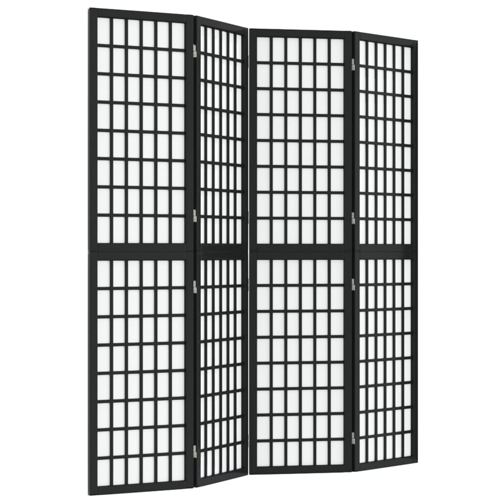 Kamerscherm inklapbaar 4 panelen Japanse stijl 160x170 cm zwart is nu te koop bij PeponiXL, paradijselijk wonen!