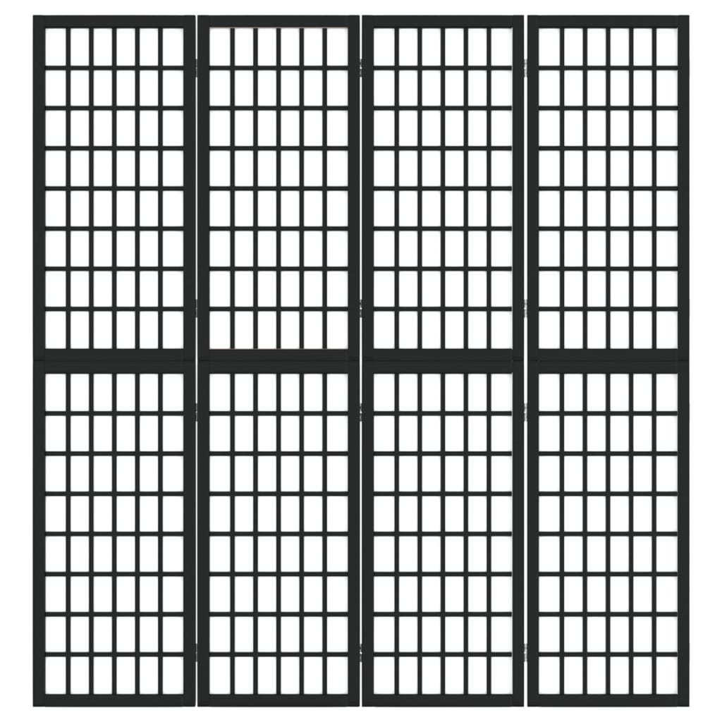 Kamerscherm inklapbaar 4 panelen Japanse stijl 160x170 cm zwart is nu te koop bij PeponiXL, paradijselijk wonen!