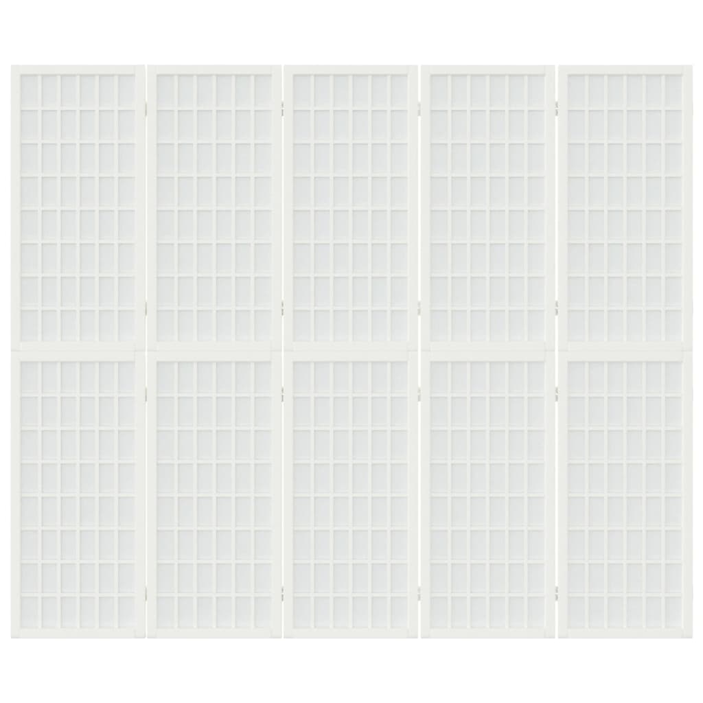 Kamerscherm inklapbaar 5 panelen Japanse stijl 200x170 cm wit is nu te koop bij PeponiXL, paradijselijk wonen!