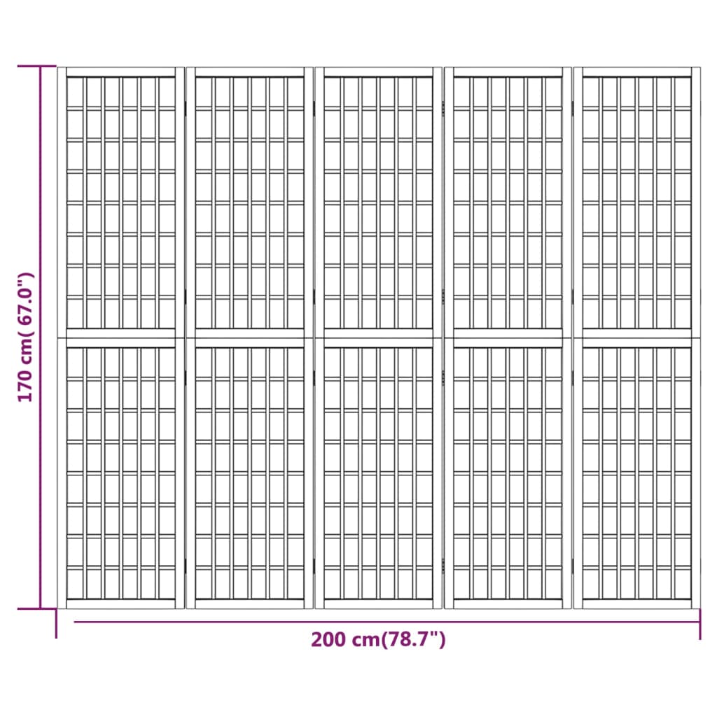 Kamerscherm inklapbaar 5 panelen Japanse stijl 200x170 cm wit is nu te koop bij PeponiXL, paradijselijk wonen!