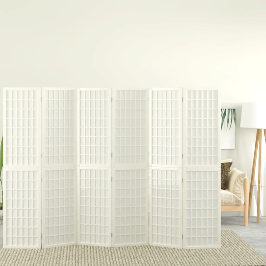 Kamerscherm inklapbaar 6 panelen Japanse stijl 240x170 cm wit is nu te koop bij PeponiXL, paradijselijk wonen!
