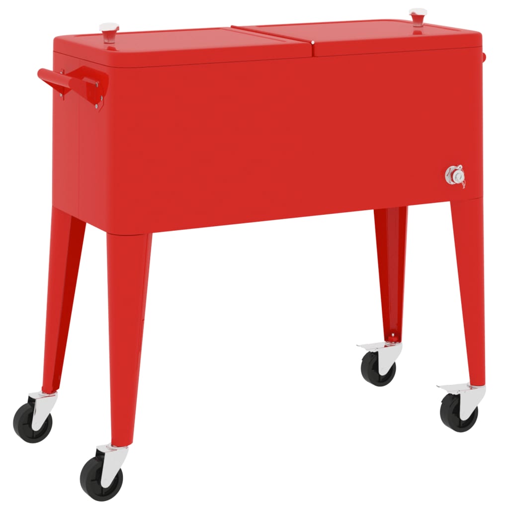 Koelbox op wielen 92x43x89 cm rood is nu te koop bij PeponiXL, paradijselijk wonen!