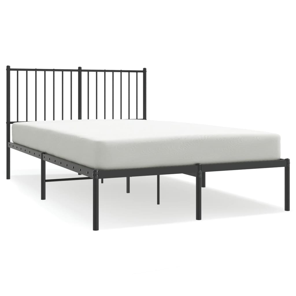 Bedframe met hoofdbord metaal zwart 120x190 cm is nu te koop bij PeponiXL, paradijselijk wonen!
