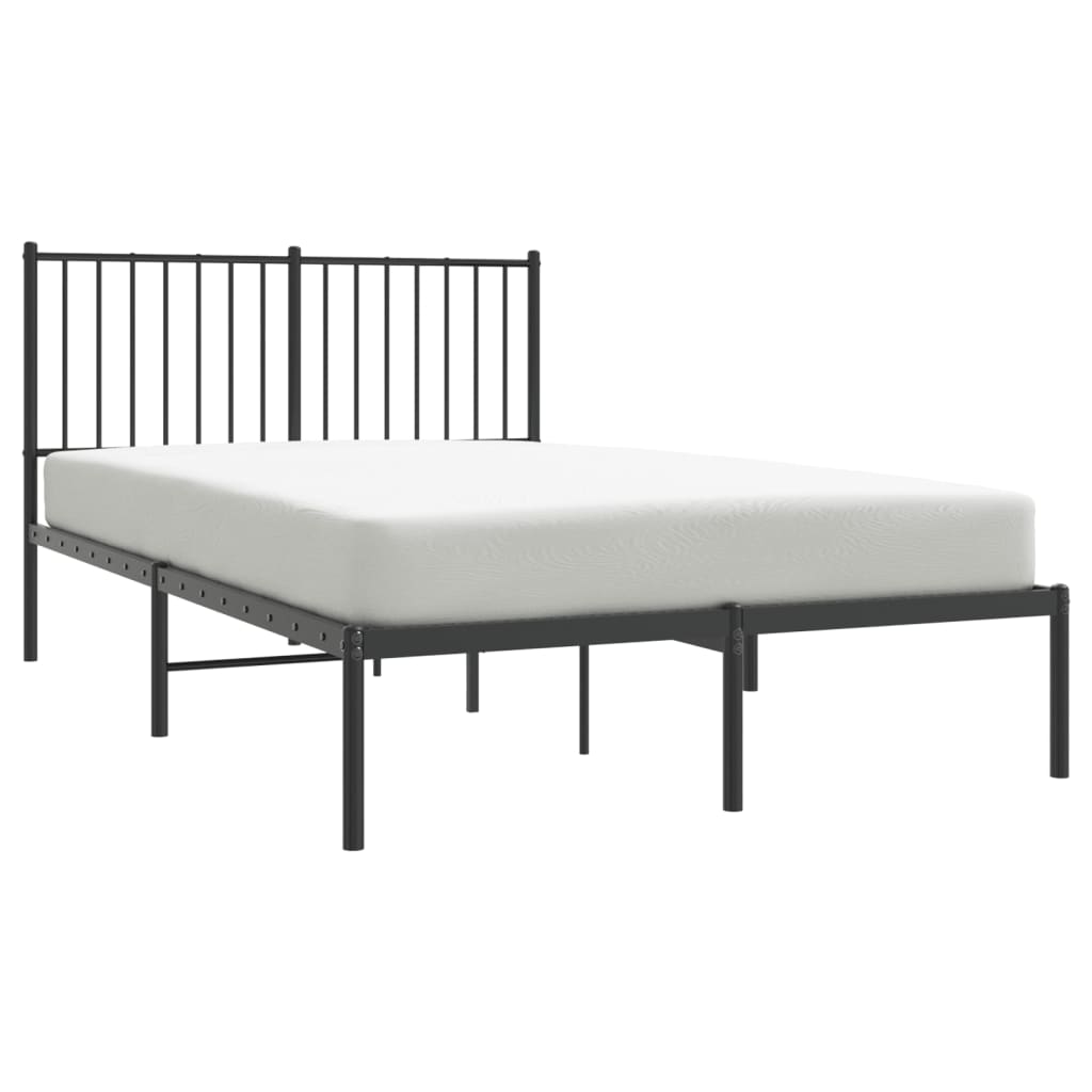 Bedframe met hoofdbord metaal zwart 120x190 cm is nu te koop bij PeponiXL, paradijselijk wonen!