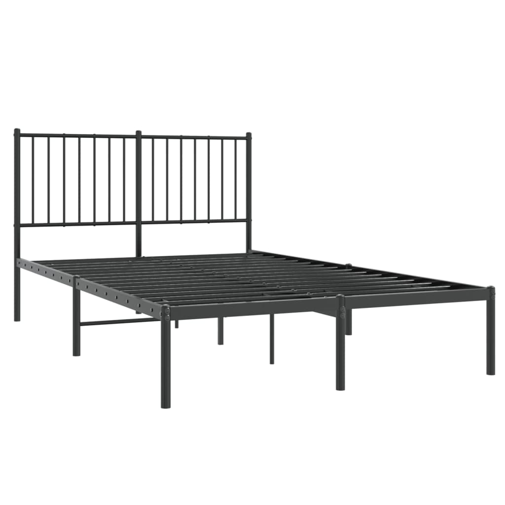 Bedframe met hoofdbord metaal zwart 120x190 cm is nu te koop bij PeponiXL, paradijselijk wonen!