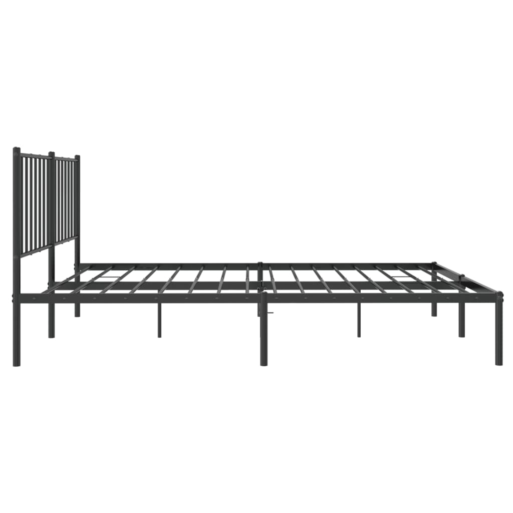 Bedframe met hoofdbord metaal zwart 120x190 cm is nu te koop bij PeponiXL, paradijselijk wonen!