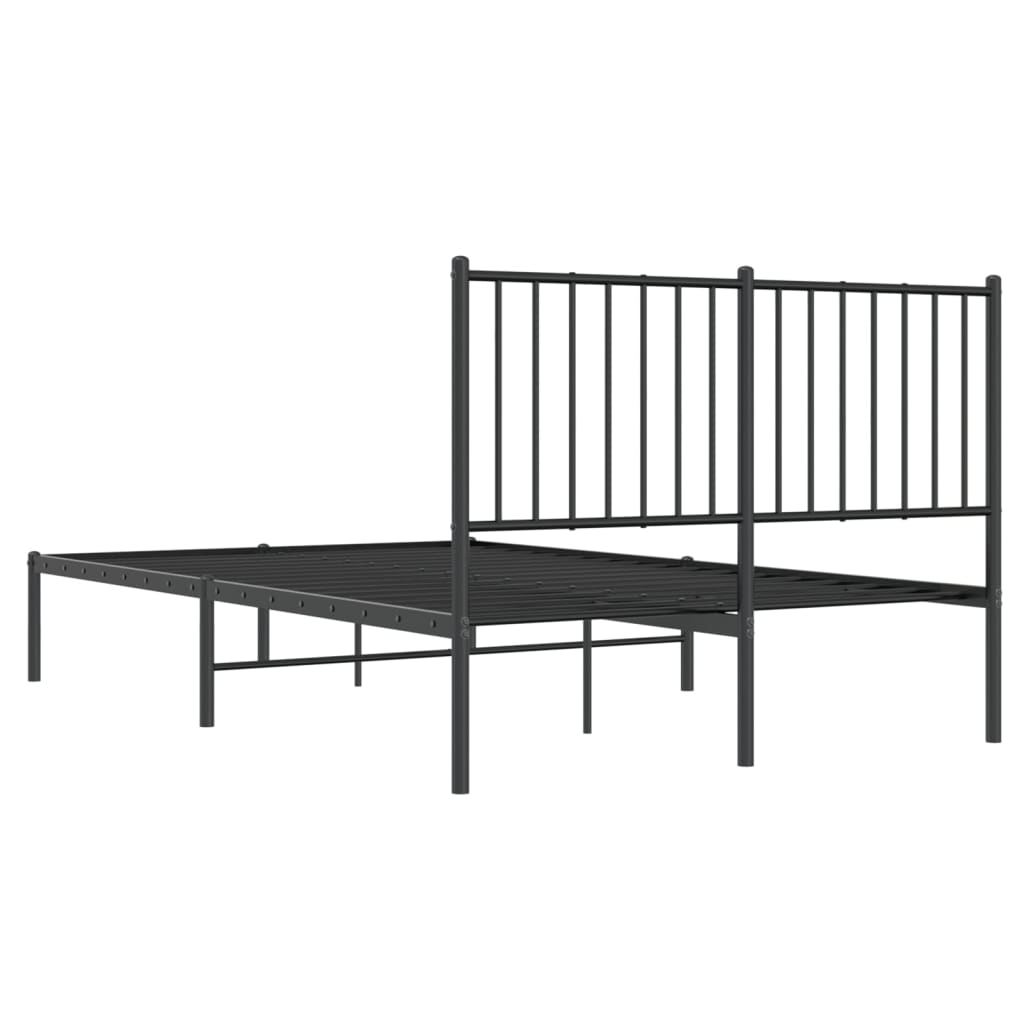 Bedframe met hoofdbord metaal zwart 120x190 cm is nu te koop bij PeponiXL, paradijselijk wonen!