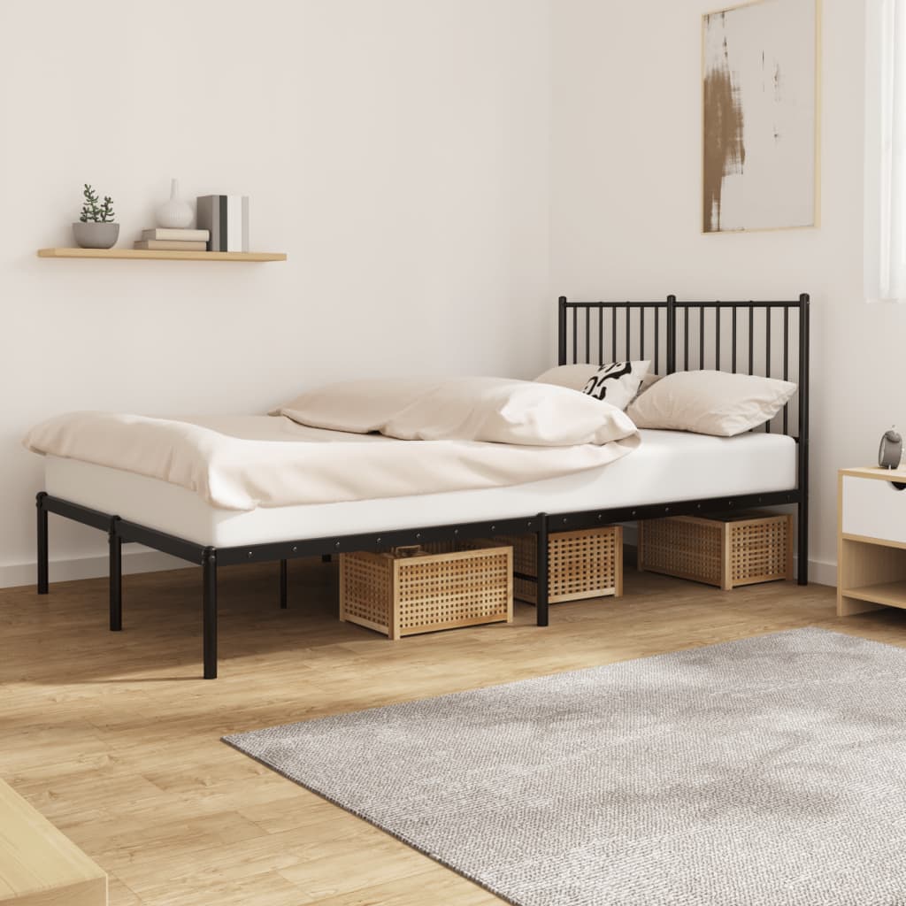 Bedframe met hoofdbord metaal zwart 120x190 cm is nu te koop bij PeponiXL, paradijselijk wonen!