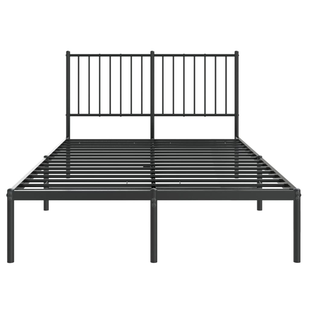 Bedframe met hoofdbord metaal zwart 120x200 cm is nu te koop bij PeponiXL, paradijselijk wonen!