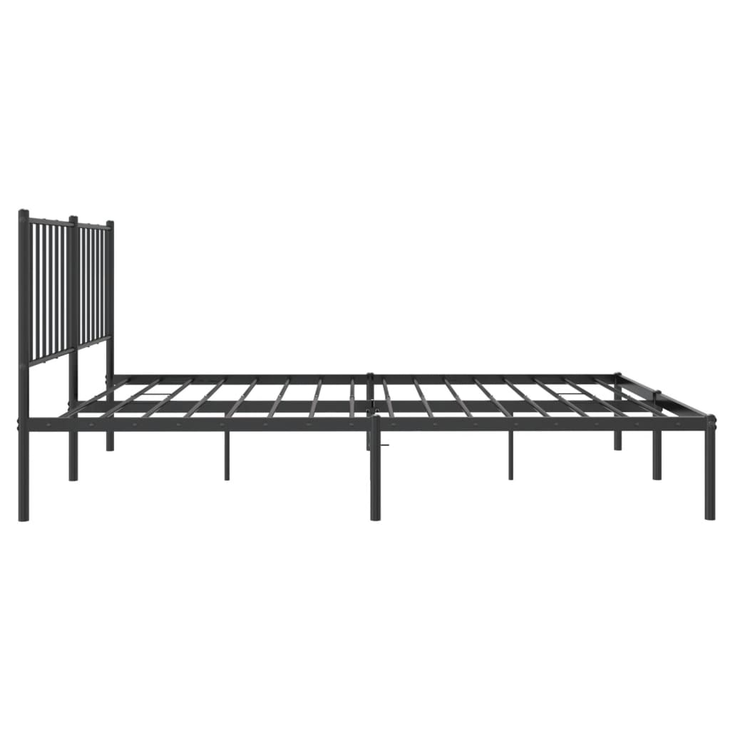Bedframe met hoofdbord metaal zwart 120x200 cm is nu te koop bij PeponiXL, paradijselijk wonen!
