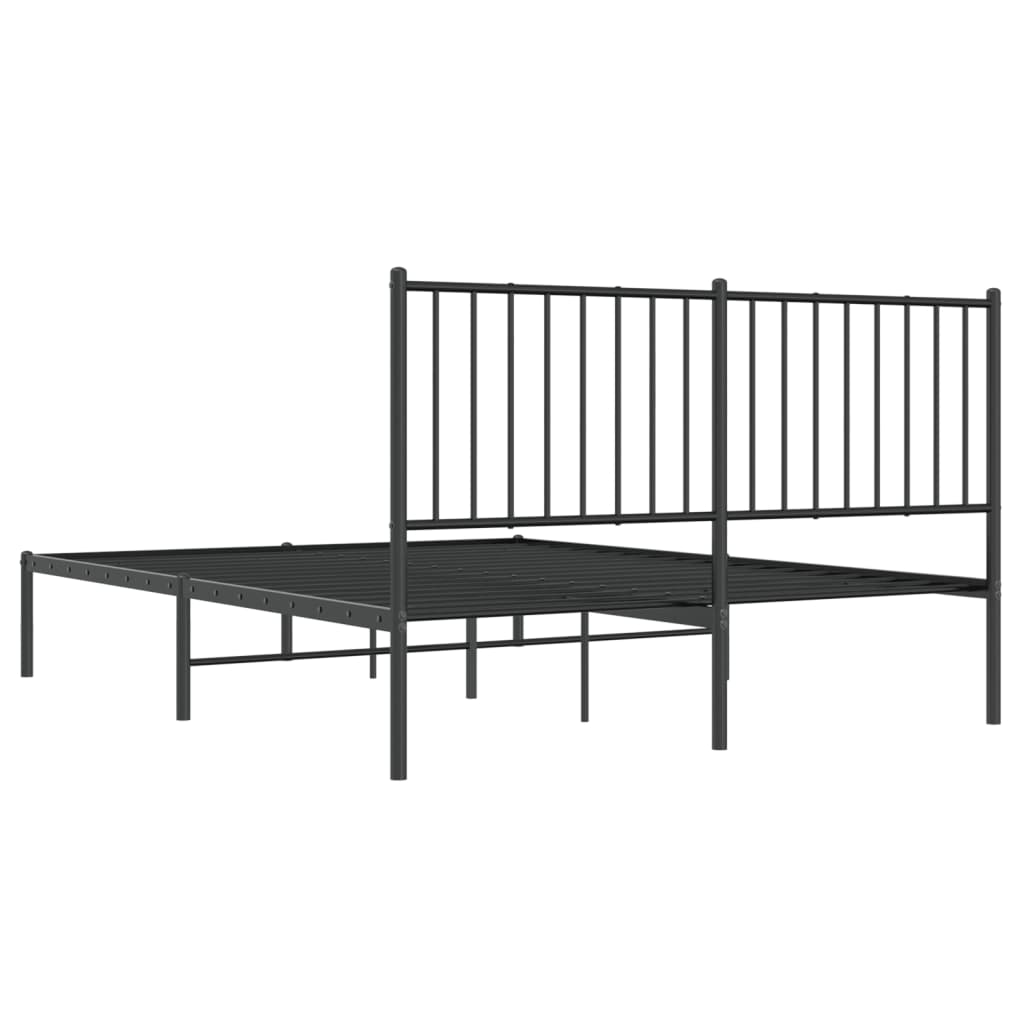 Bedframe met hoofdbord metaal zwart 140x200 cm is nu te koop bij PeponiXL, paradijselijk wonen!