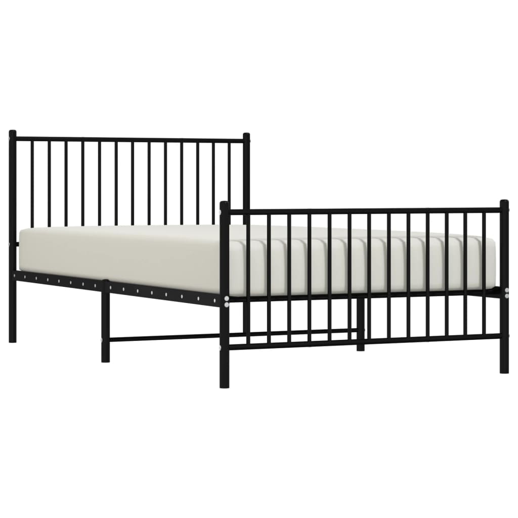 Bedframe met hoofd- en voeteneinde metaal zwart 107x203 cm is nu te koop bij PeponiXL, paradijselijk wonen!