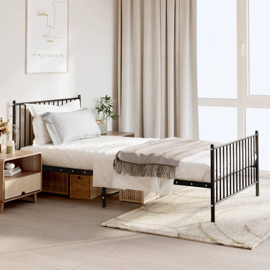 Bedframe met hoofd- en voeteneinde metaal zwart 107x203 cm is nu te koop bij PeponiXL, paradijselijk wonen!
