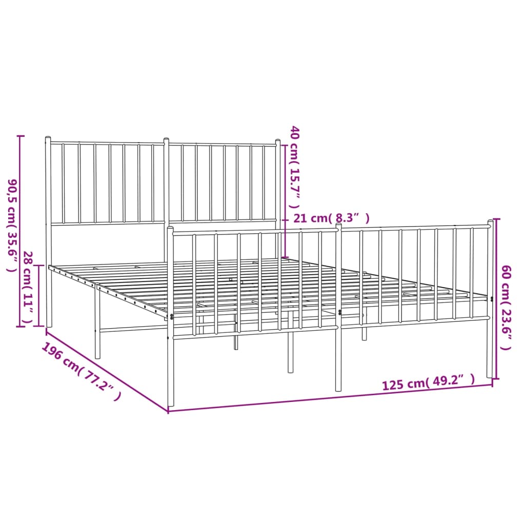 Bedframe met hoofd- en voeteneinde metaal zwart 120x190 cm is nu te koop bij PeponiXL, paradijselijk wonen!