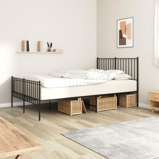 Bedframe met hoofd- en voeteneinde metaal zwart 120x190 cm is nu te koop bij PeponiXL, paradijselijk wonen!