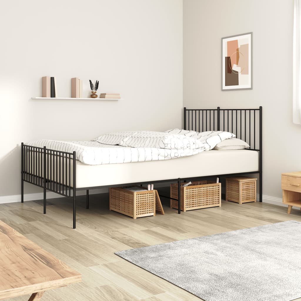 Bedframe met hoofd- en voeteneinde metaal zwart 140x190 cm is nu te koop bij PeponiXL, paradijselijk wonen!