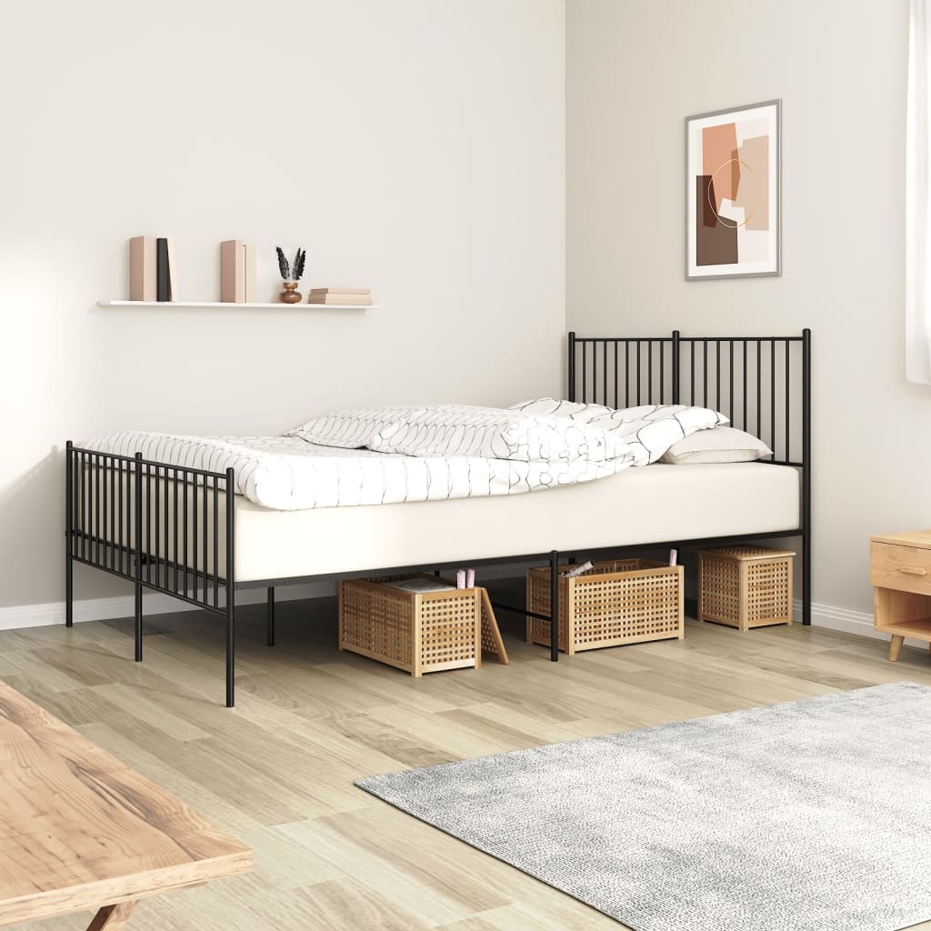 Bedframe met hoofd- en voeteneinde metaal zwart 140x200 cm is nu te koop bij PeponiXL, paradijselijk wonen!