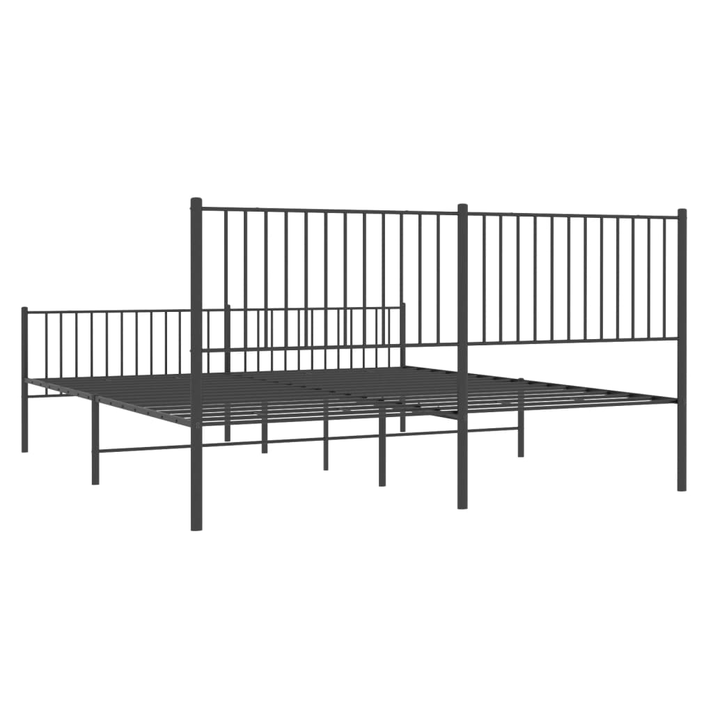 Bedframe met hoofd- en voeteneinde metaal zwart 200x200 cm is nu te koop bij PeponiXL, paradijselijk wonen!