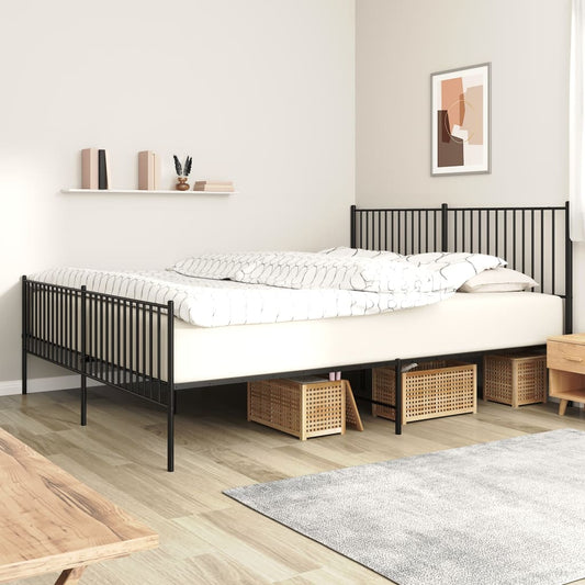 Bedframe met hoofd- en voeteneinde metaal zwart 200x200 cm is nu te koop bij PeponiXL, paradijselijk wonen!