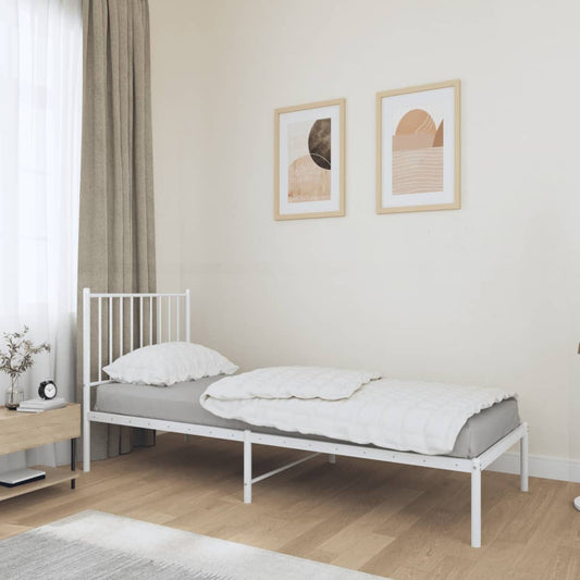 Bedframe met hoofdbord metaal wit 80x200 cm is nu te koop bij PeponiXL, paradijselijk wonen!