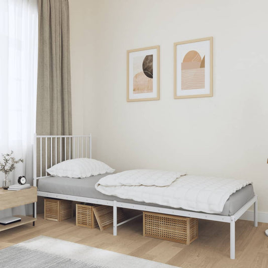 Bedframe met hoofdbord metaal wit 90x190 cm is nu te koop bij PeponiXL, paradijselijk wonen!
