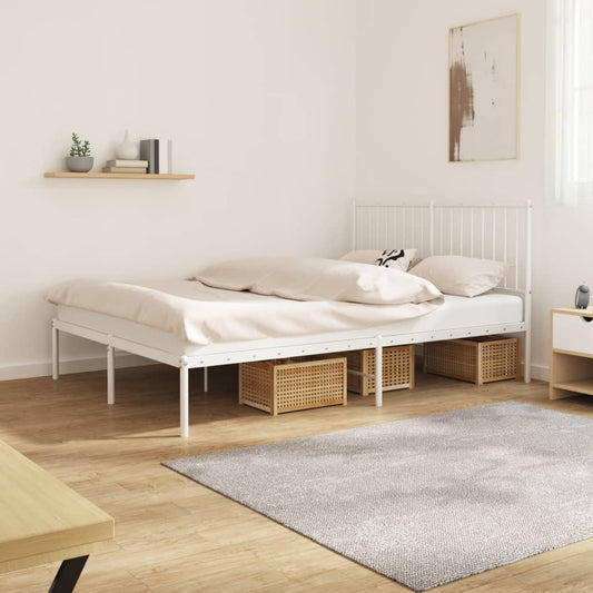 Bedframe met hoofdbord metaal wit 140x200 cm is nu te koop bij PeponiXL, paradijselijk wonen!
