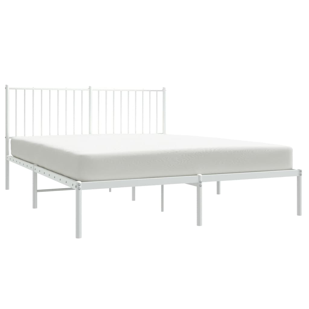 Bedframe met hoofdbord metaal wit 160x200 cm is nu te koop bij PeponiXL, paradijselijk wonen!