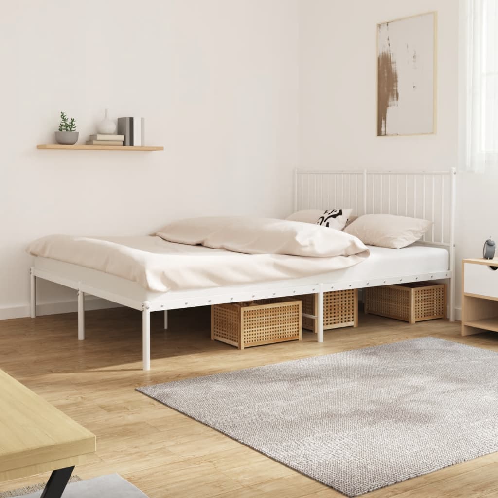 Bedframe met hoofdbord metaal wit 160x200 cm is nu te koop bij PeponiXL, paradijselijk wonen!