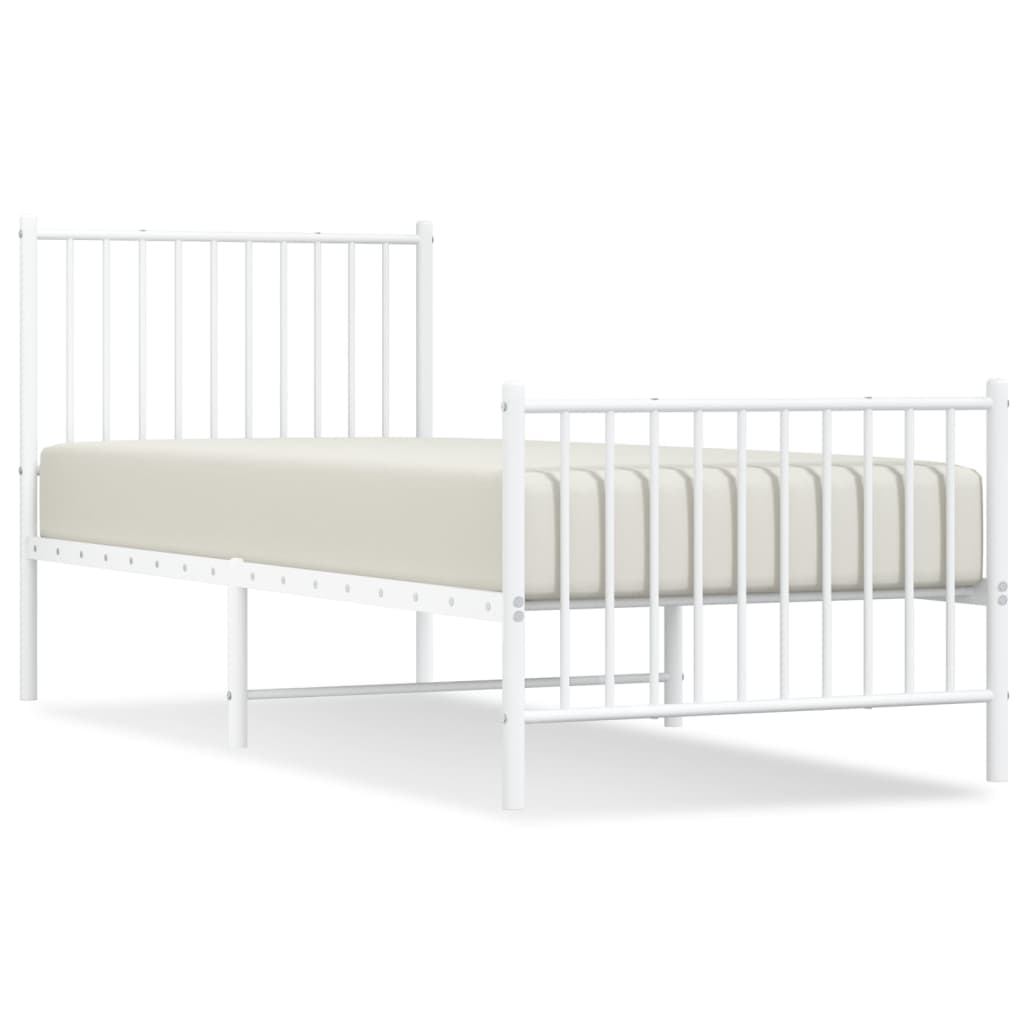 Bedframe met hoofd- en voeteneinde metaal wit 75x190 cm is nu te koop bij PeponiXL, paradijselijk wonen!