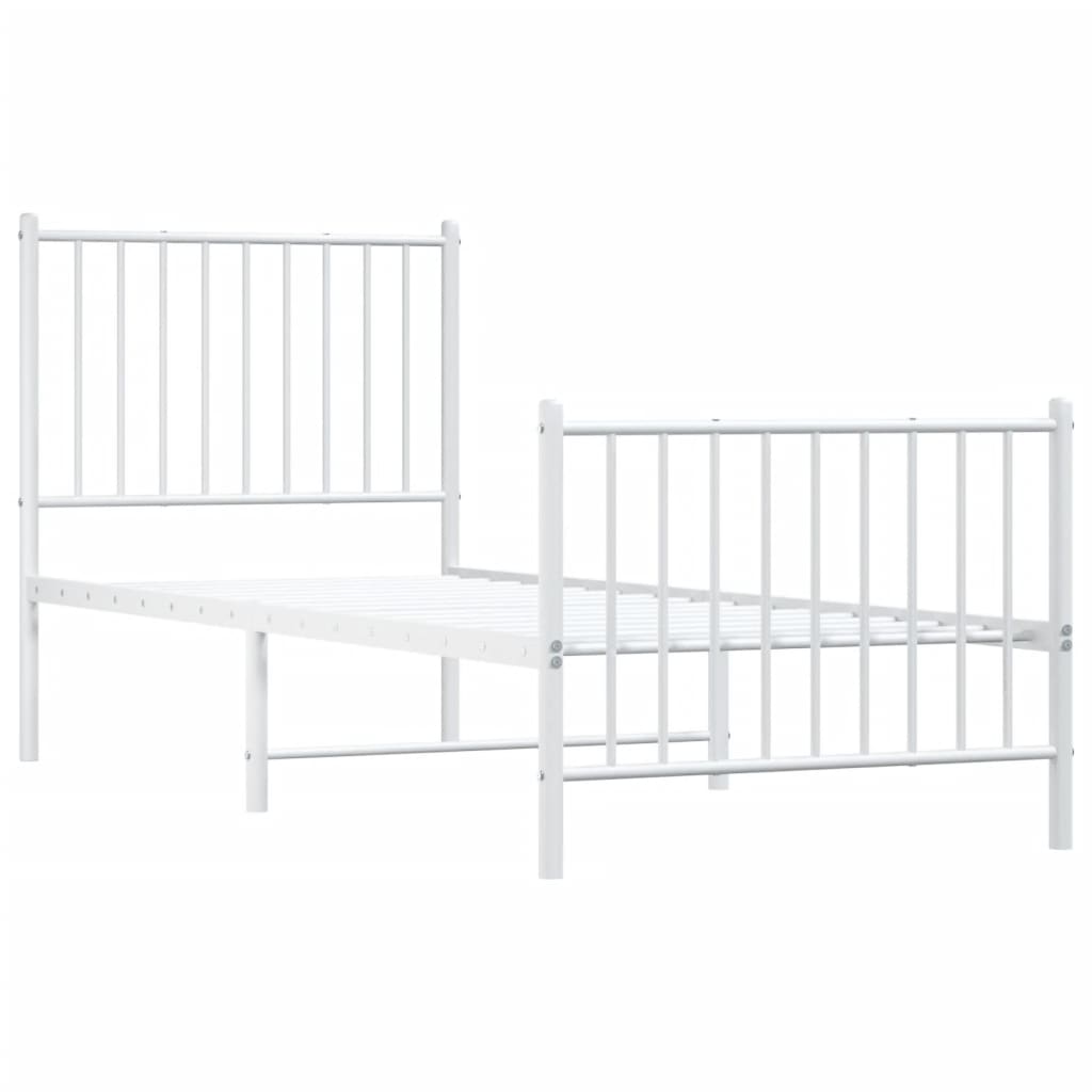 Bedframe met hoofd- en voeteneinde metaal wit 75x190 cm is nu te koop bij PeponiXL, paradijselijk wonen!