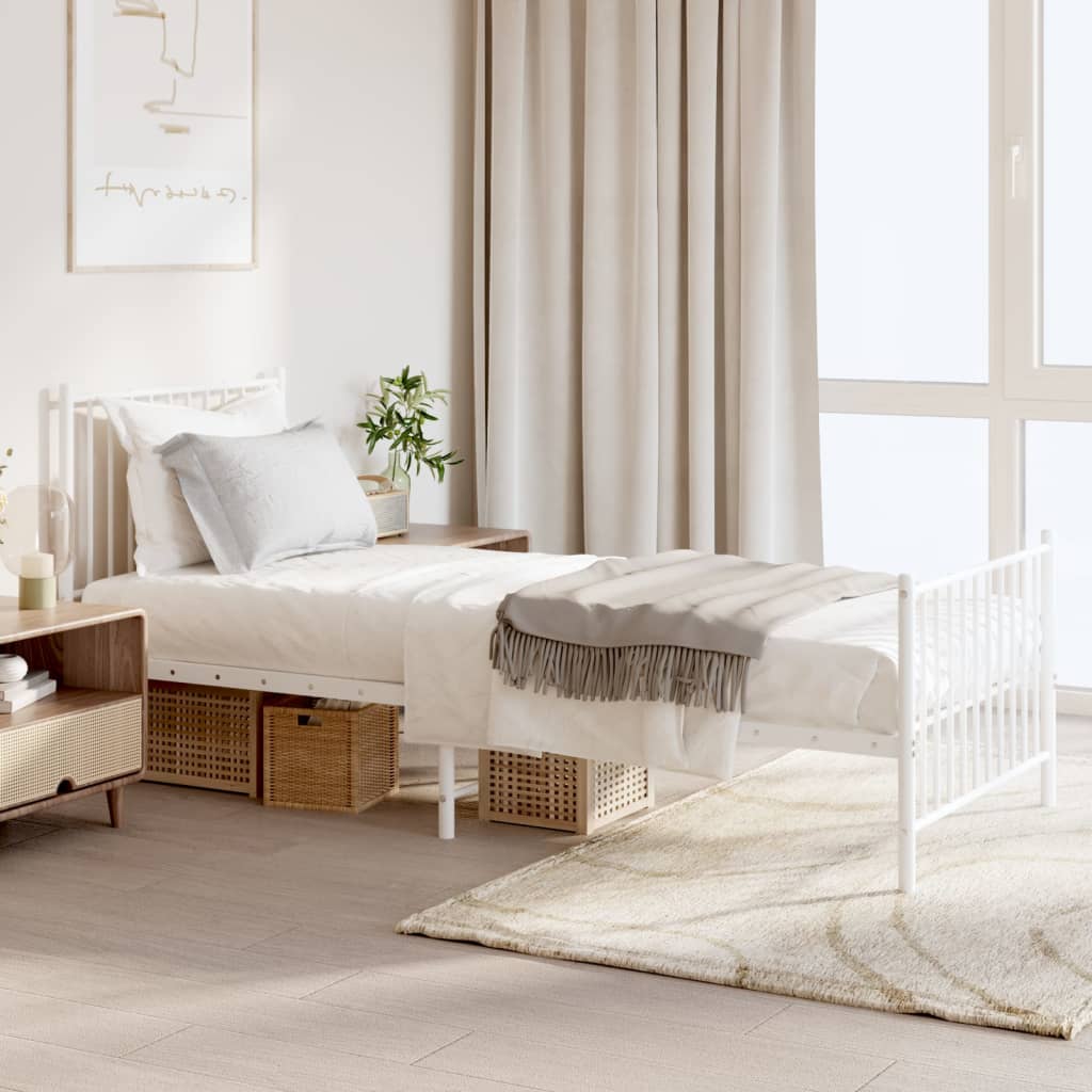 Bedframe met hoofd- en voeteneinde metaal wit 80x200 cm is nu te koop bij PeponiXL, paradijselijk wonen!