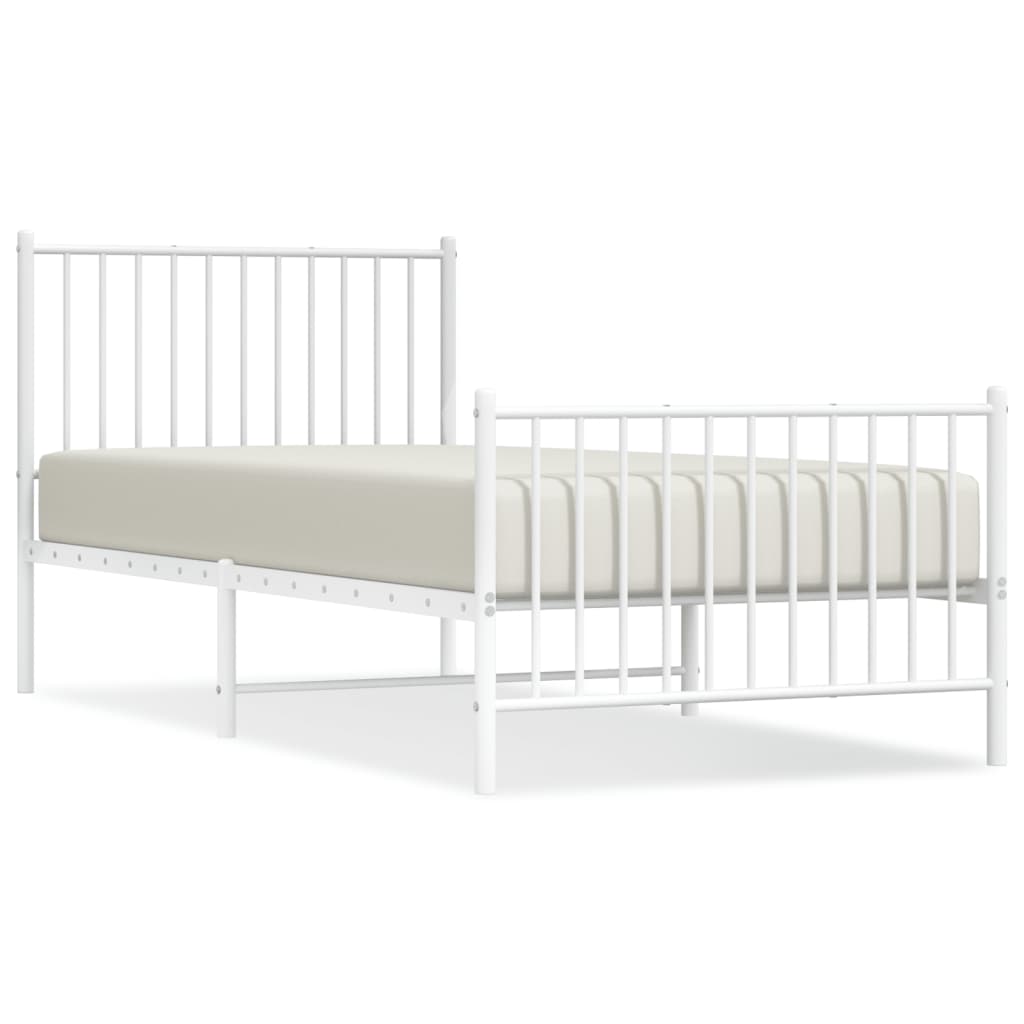 Bedframe met hoofd- en voeteneinde metaal wit 90x200 cm is nu te koop bij PeponiXL, paradijselijk wonen!