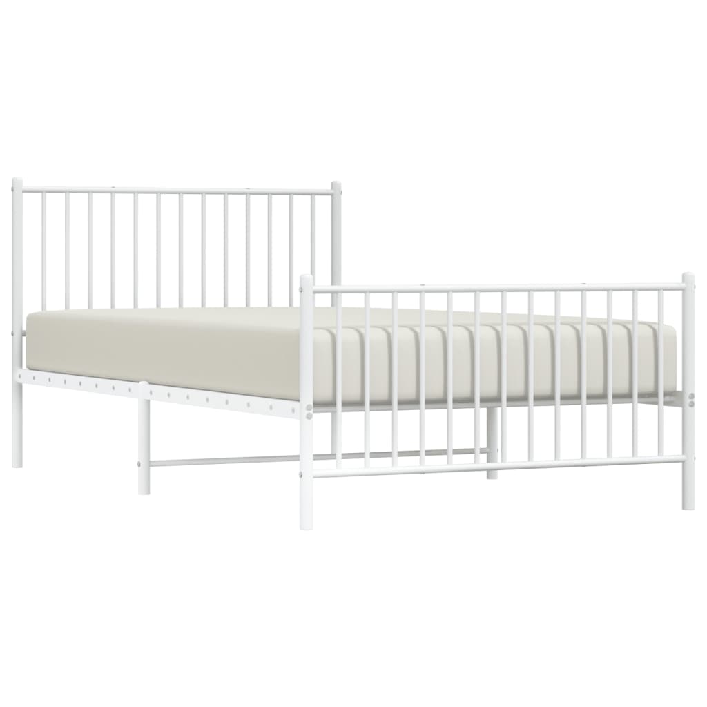 Bedframe met hoofd- en voeteneinde metaal wit 107x203 cm is nu te koop bij PeponiXL, paradijselijk wonen!