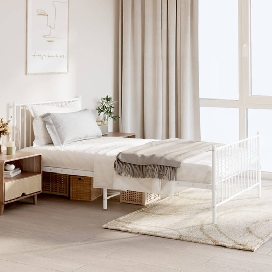 Bedframe met hoofd- en voeteneinde metaal wit 107x203 cm is nu te koop bij PeponiXL, paradijselijk wonen!