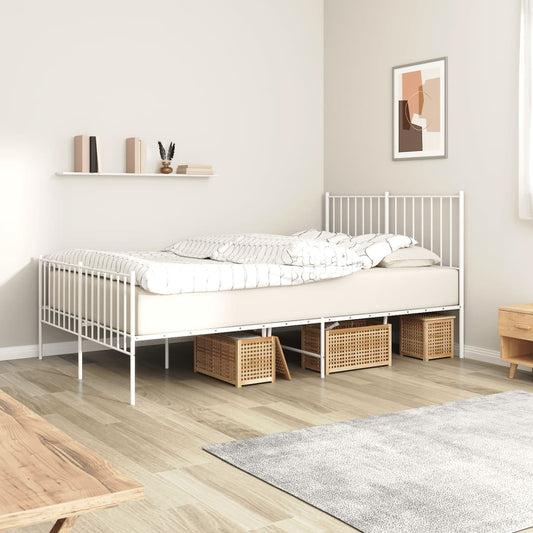 Bedframe met hoofd- en voeteneinde metaal wit 120 x 190 cm is nu te koop bij PeponiXL, paradijselijk wonen!