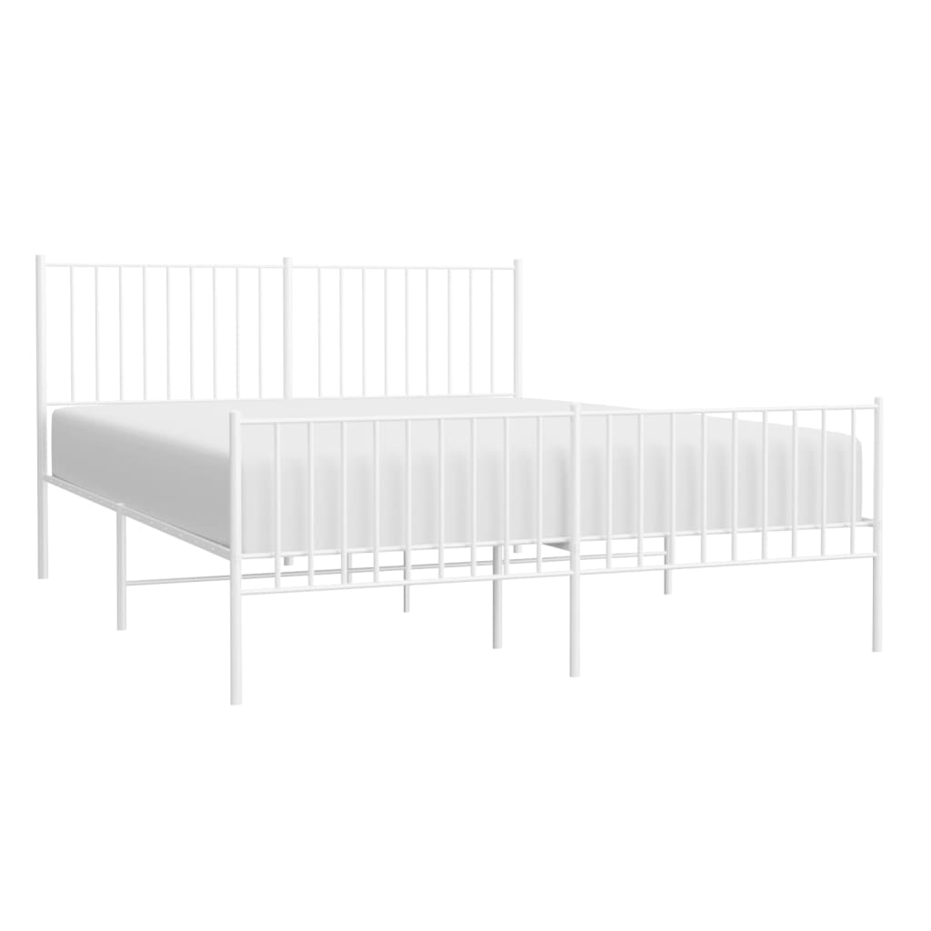 Bedframe met hoofd- en voeteneinde metaal wit 160x200 cm is nu te koop bij PeponiXL, paradijselijk wonen!