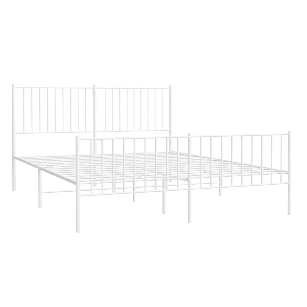 Bedframe met hoofd- en voeteneinde metaal wit 160x200 cm is nu te koop bij PeponiXL, paradijselijk wonen!