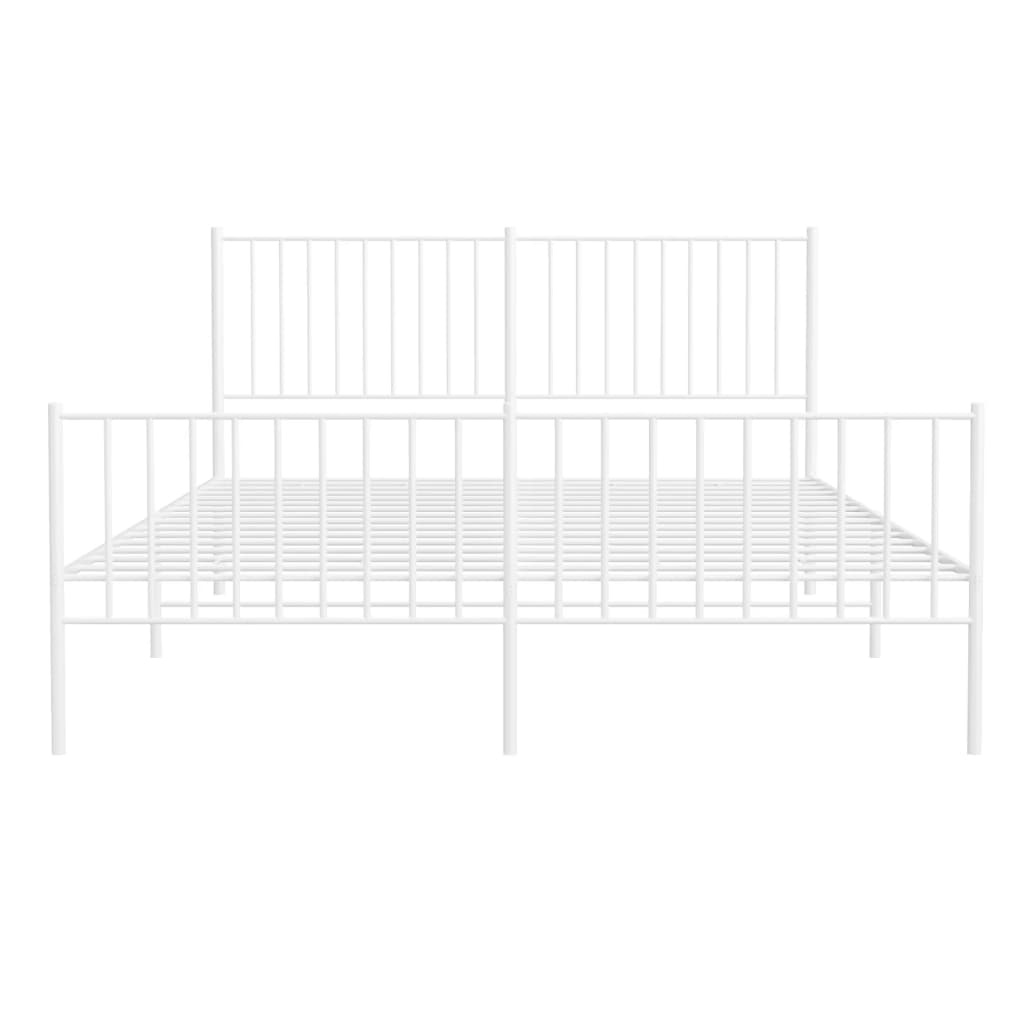 Bedframe met hoofd- en voeteneinde metaal wit 160x200 cm is nu te koop bij PeponiXL, paradijselijk wonen!