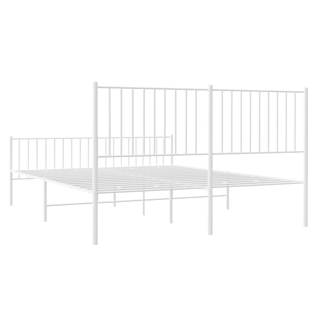 Bedframe met hoofd- en voeteneinde metaal wit 160x200 cm is nu te koop bij PeponiXL, paradijselijk wonen!