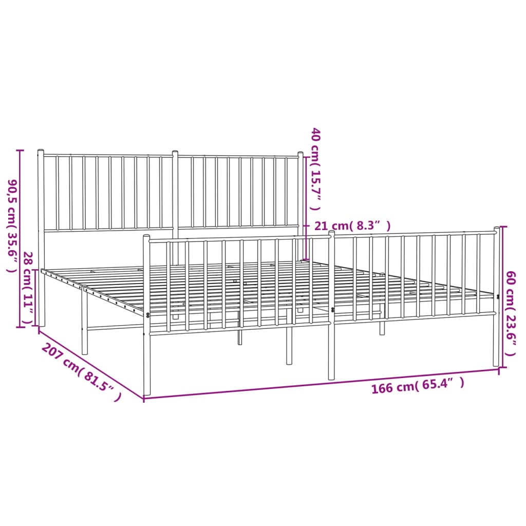 Bedframe met hoofd- en voeteneinde metaal wit 160x200 cm is nu te koop bij PeponiXL, paradijselijk wonen!