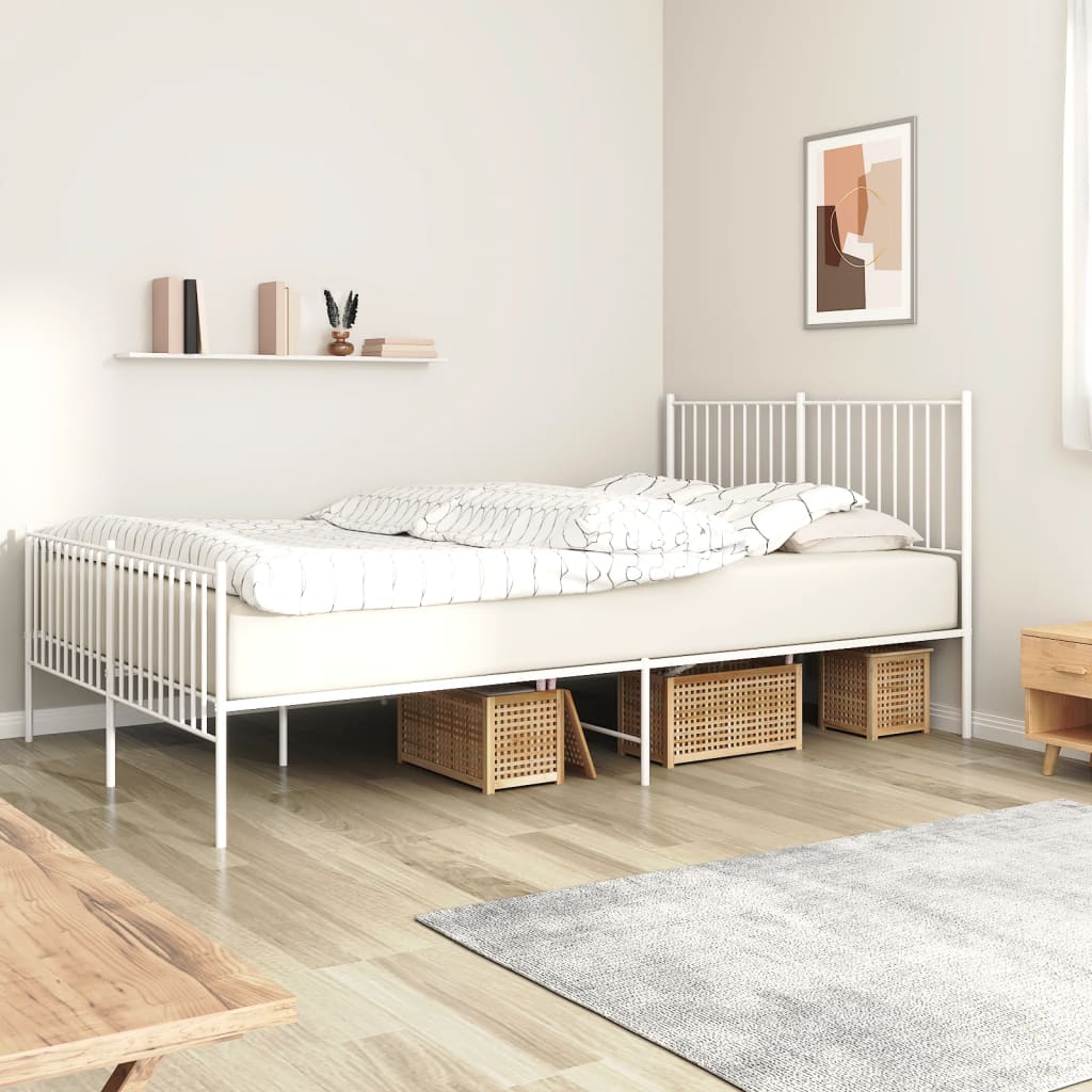 Bedframe met hoofd- en voeteneinde metaal wit 160x200 cm is nu te koop bij PeponiXL, paradijselijk wonen!