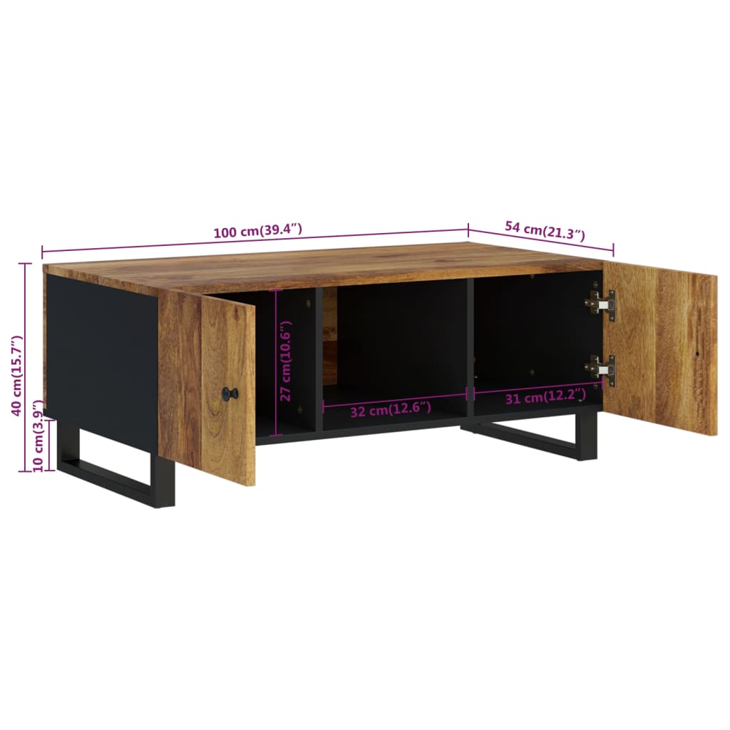 Salontafel 100x54x40 cm massief mangohout en bewerkt hout is nu te koop bij PeponiXL, paradijselijk wonen!