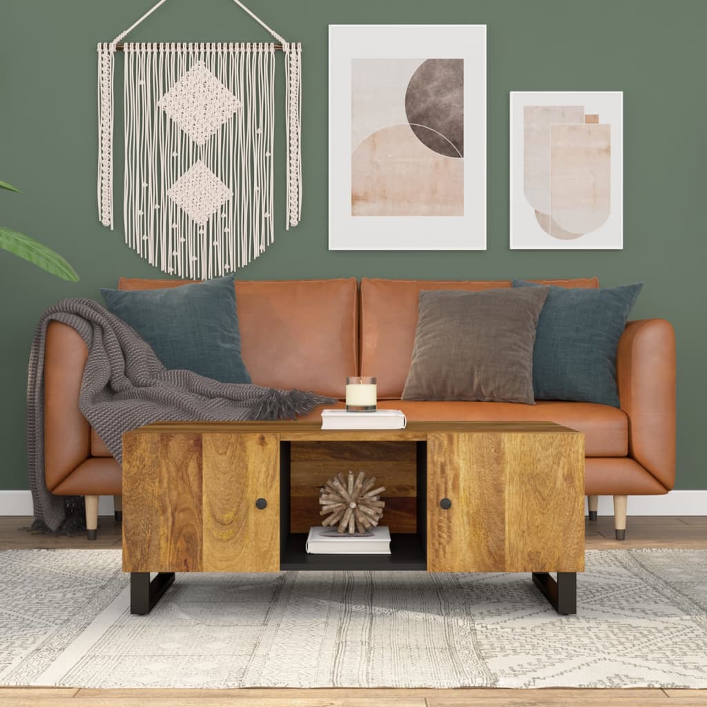 Salontafel 100x54x40 cm massief mangohout en bewerkt hout is nu te koop bij PeponiXL, paradijselijk wonen!