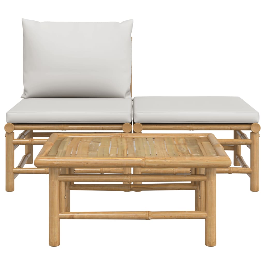 3-delige Loungeset met kussens bamboe lichtgrijs is nu te koop bij PeponiXL, paradijselijk wonen!