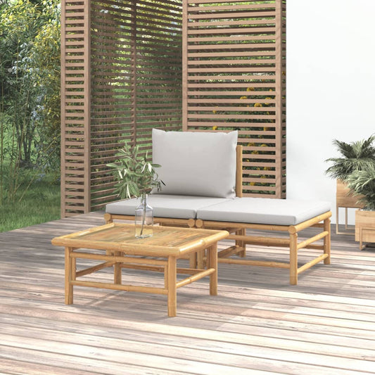 3-delige Loungeset met kussens bamboe lichtgrijs is nu te koop bij PeponiXL, paradijselijk wonen!