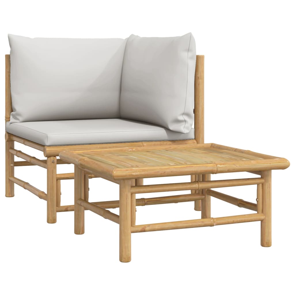 2-delige Loungeset met kussens bamboe lightgrijs is nu te koop bij PeponiXL, paradijselijk wonen!