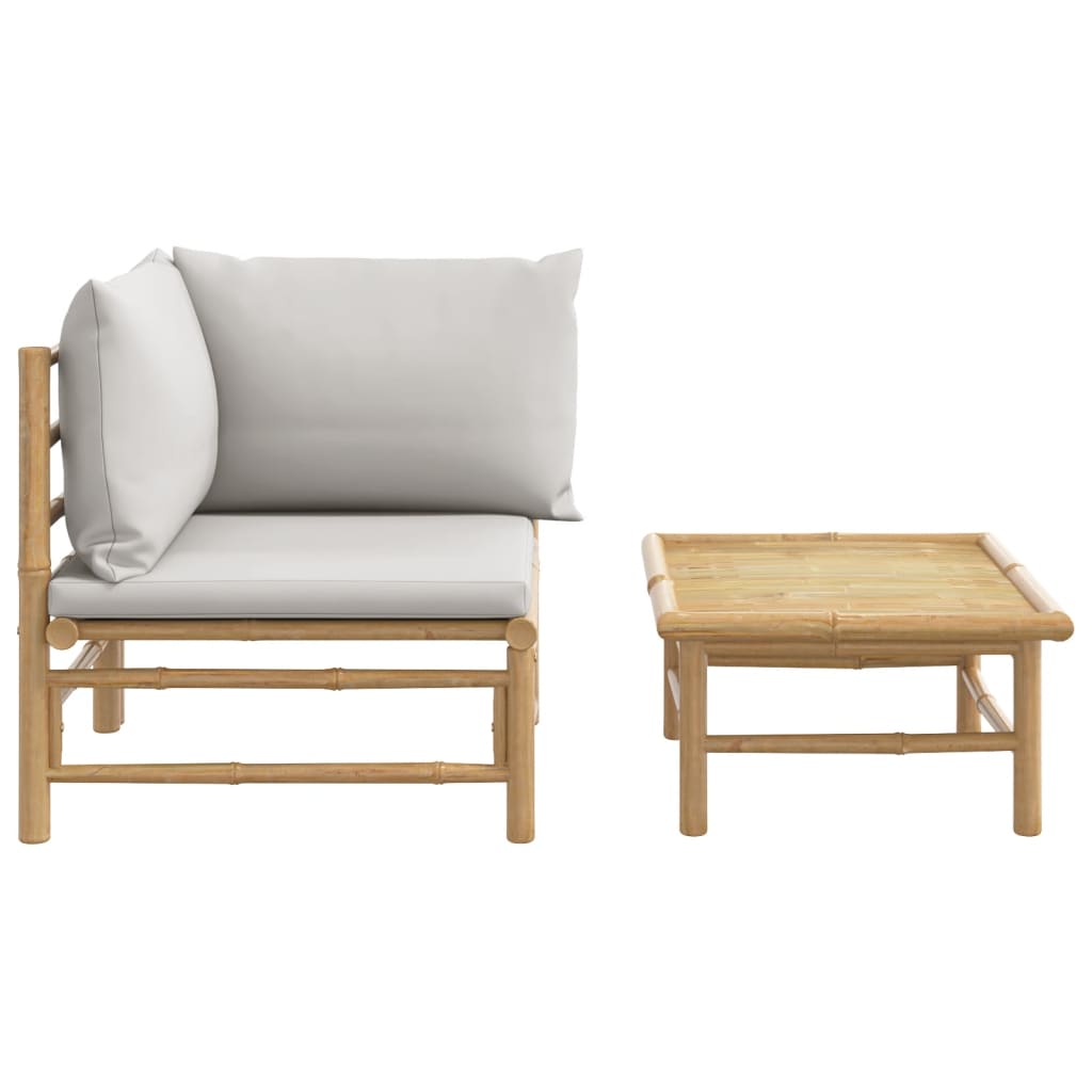 2-delige Loungeset met kussens bamboe lightgrijs is nu te koop bij PeponiXL, paradijselijk wonen!