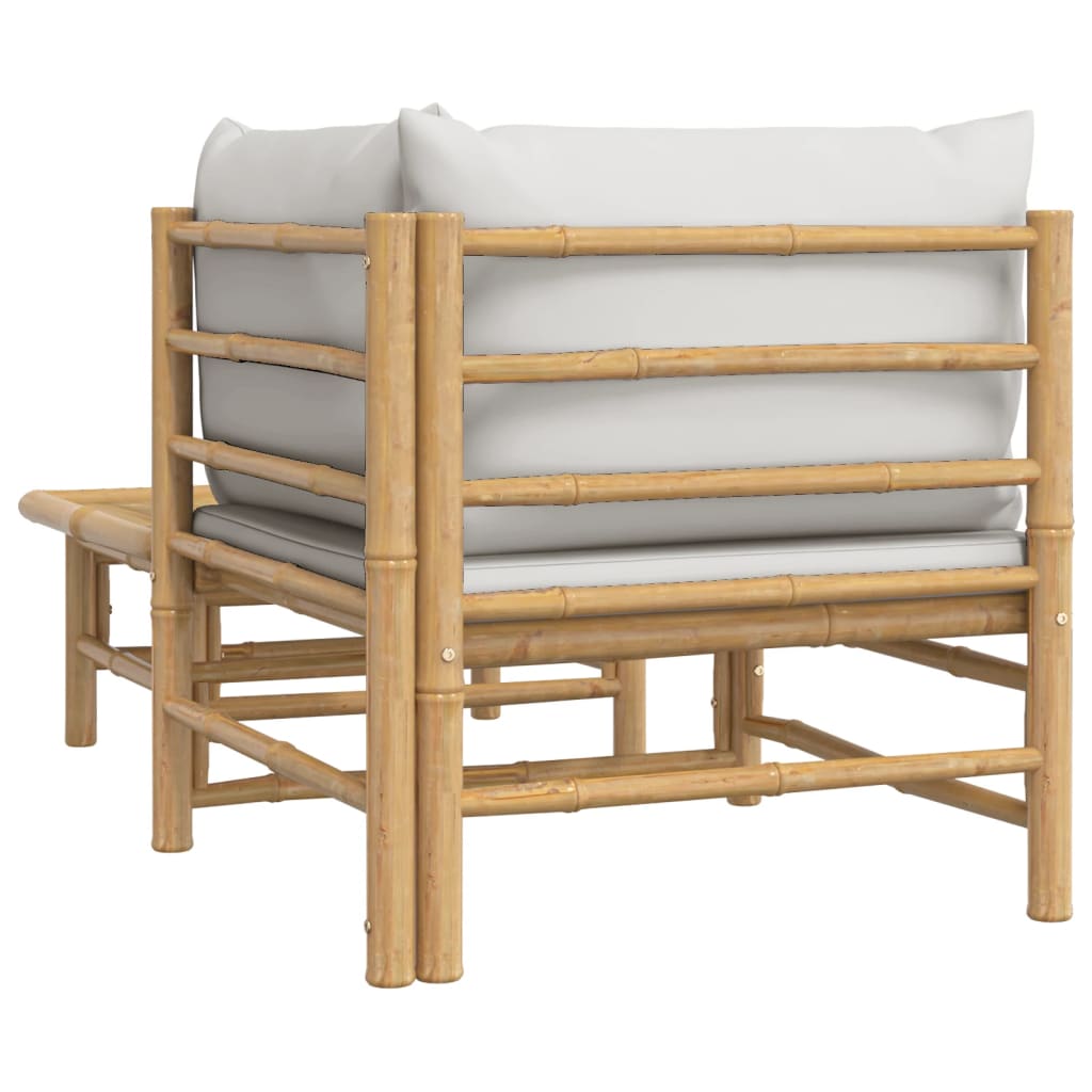 2-delige Loungeset met kussens bamboe lightgrijs is nu te koop bij PeponiXL, paradijselijk wonen!