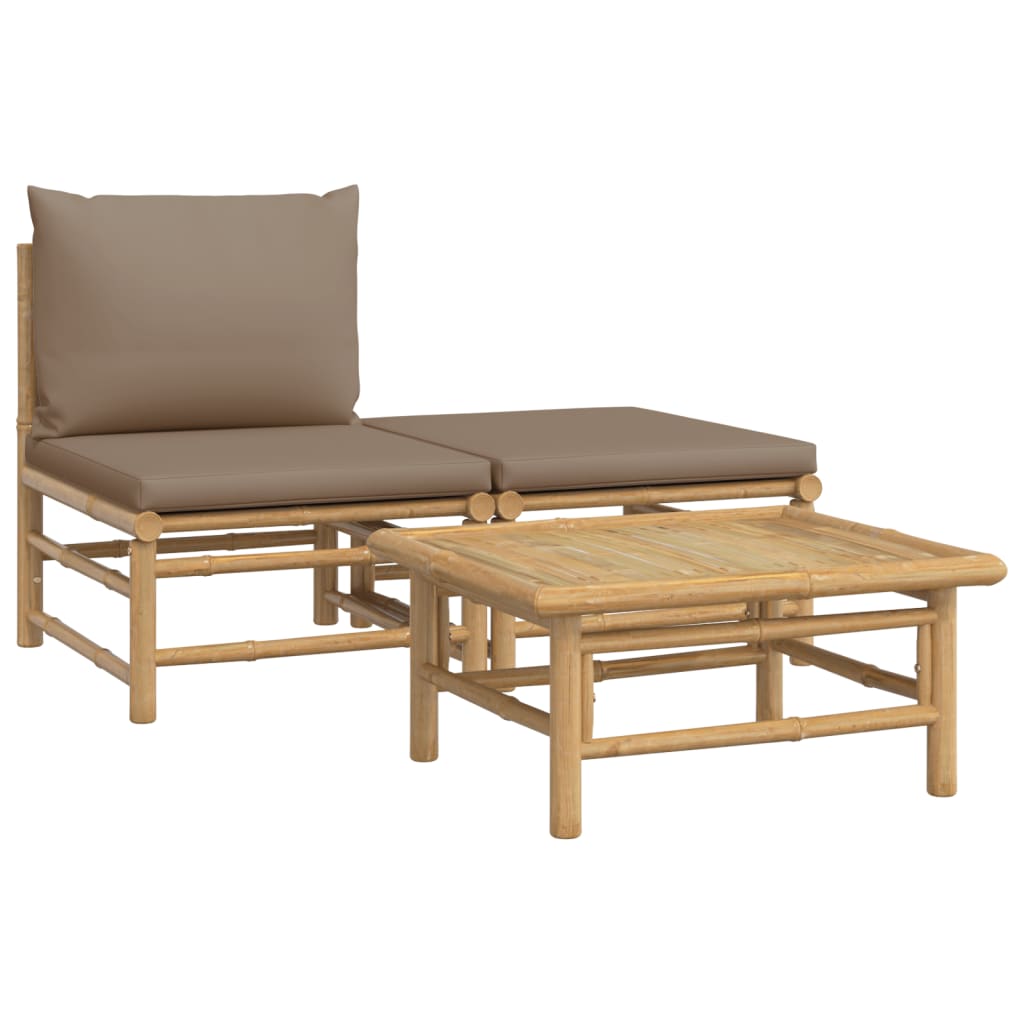3-delige Loungeset met kussens bamboe taupe is nu te koop bij PeponiXL, paradijselijk wonen!