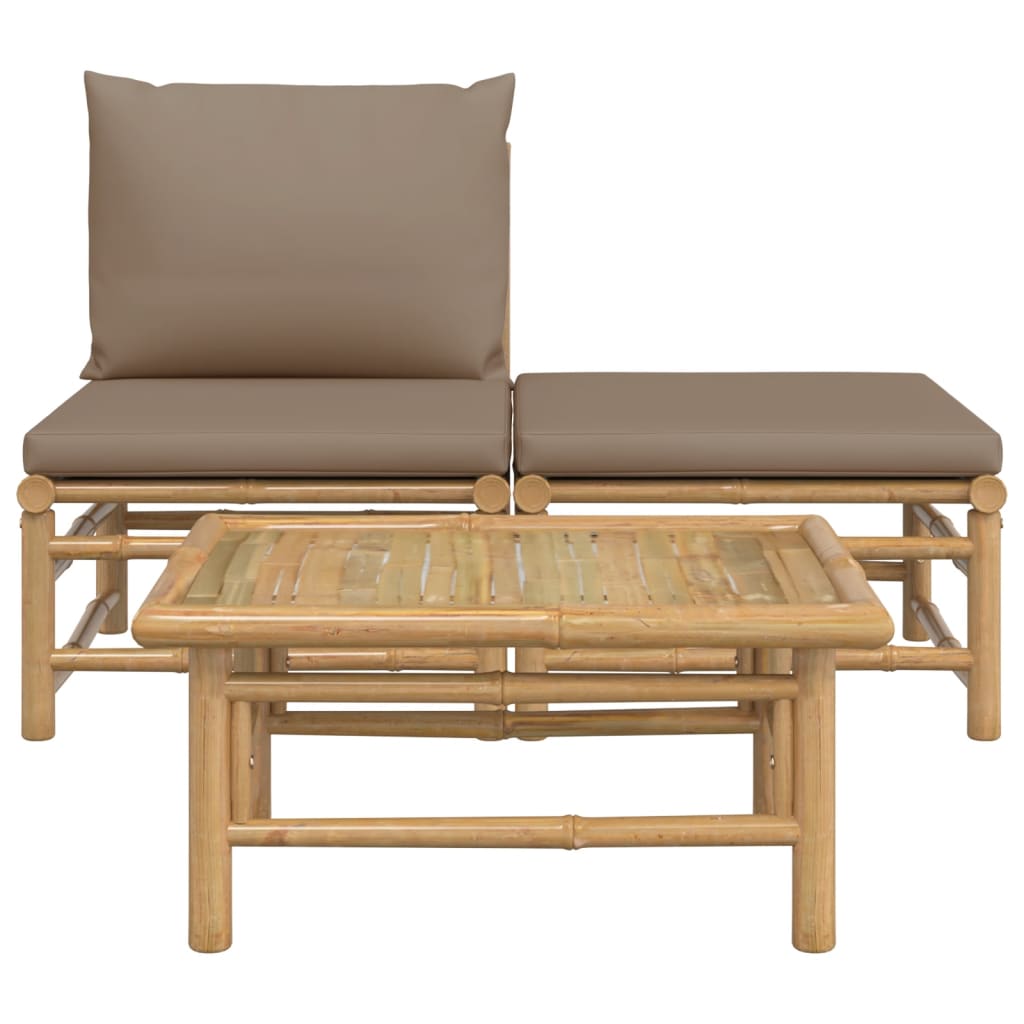 3-delige Loungeset met kussens bamboe taupe is nu te koop bij PeponiXL, paradijselijk wonen!